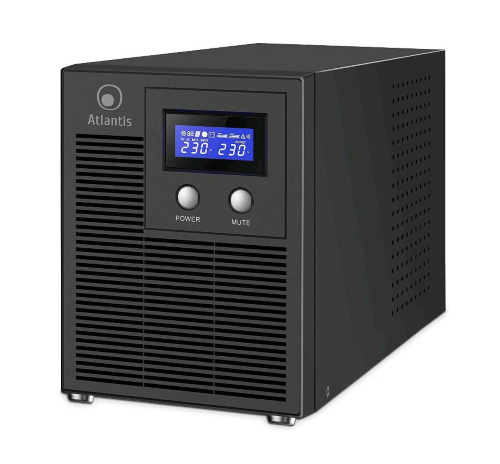 ATLANTIS A03-HP3003P GRUPPO DI CONTINUITA ONDA SINUSOIDALE PURA 2000VA 1400W LINE INTERACTIVE DISPLAY LCD PORTA USB-HID 6 USCITE IEC 2 BATTERIE 12V-9AH PORTA SERIALE RS232 SLOT PER SNMP BLACK